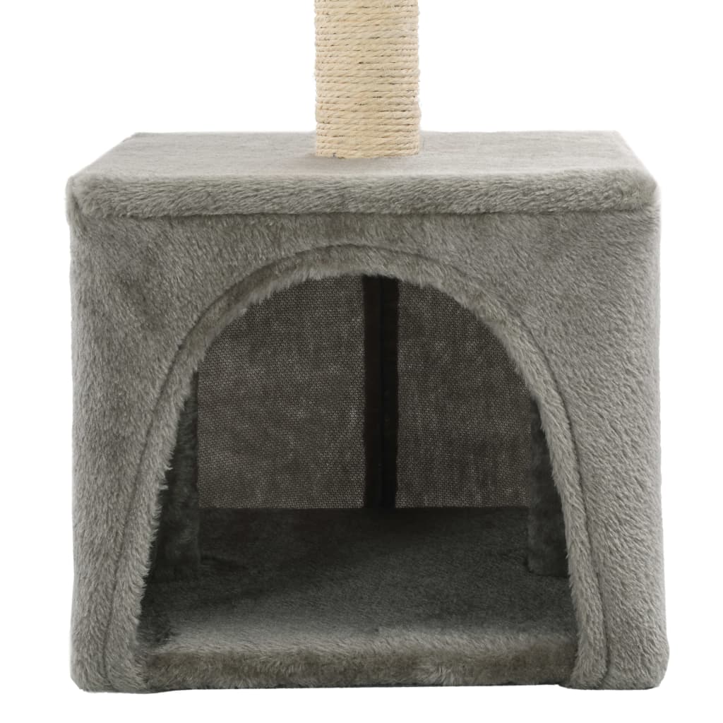 Ansamblu pentru pisici, stâlp cu funie de sisal, gri, 55 cm