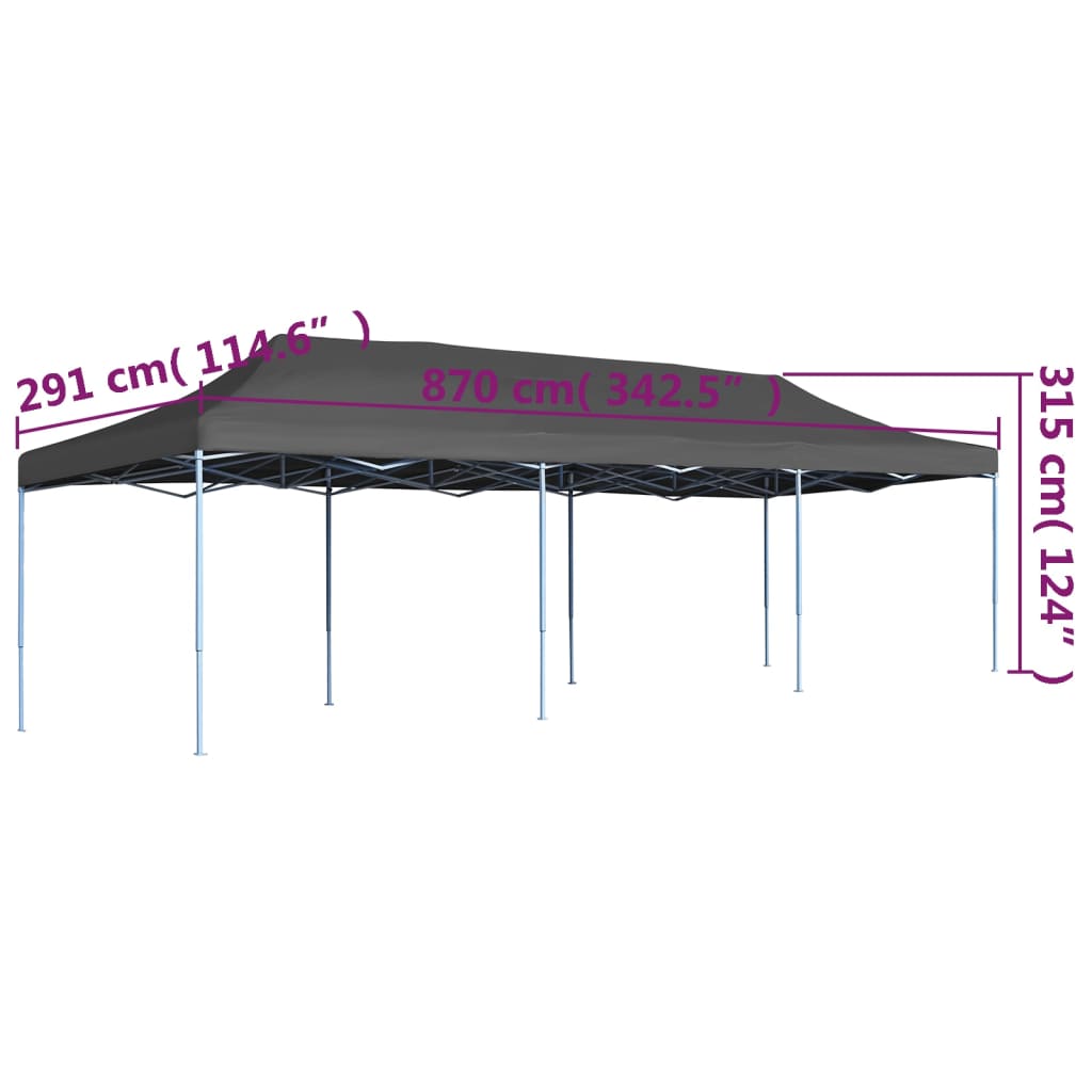 Cort de petrecere pliabil, antracit, 3 x 9 m