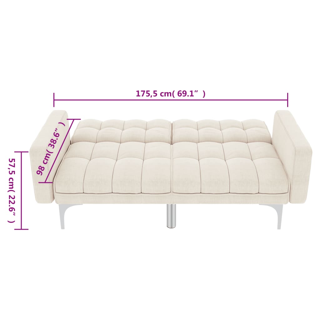 Canapea extensibilă, crem, material textil