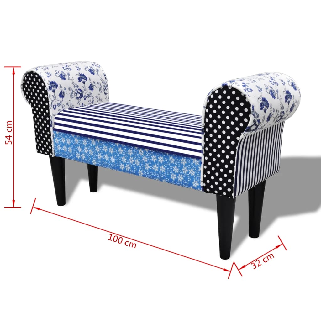 Bancă, design mozaic, albastru & alb