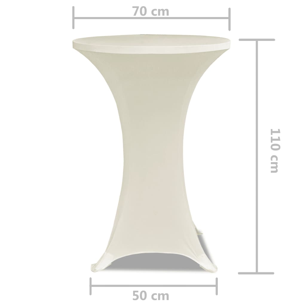 Husă de masă cu picior Ø70 cm, 2 buc., crem, elastic