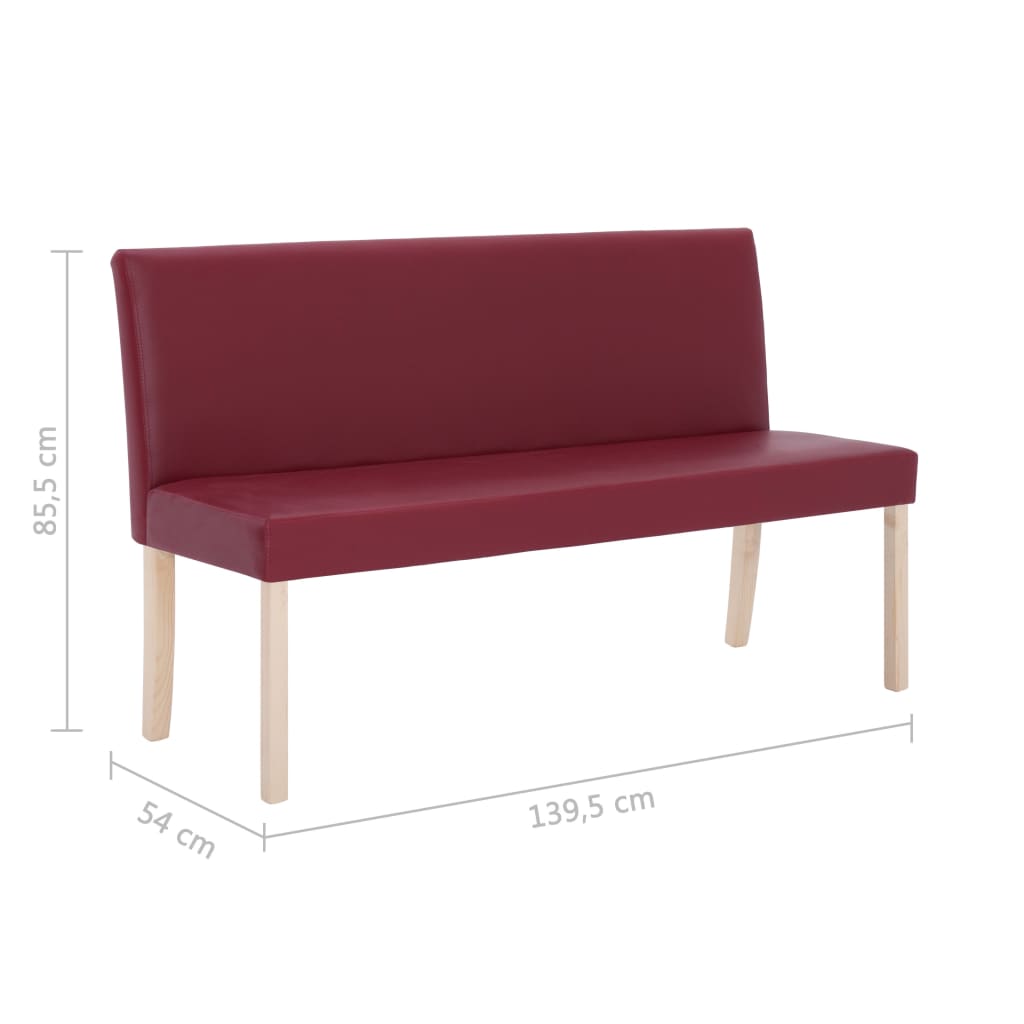Bancă, roșu vin, 139,5 cm, piele ecologică