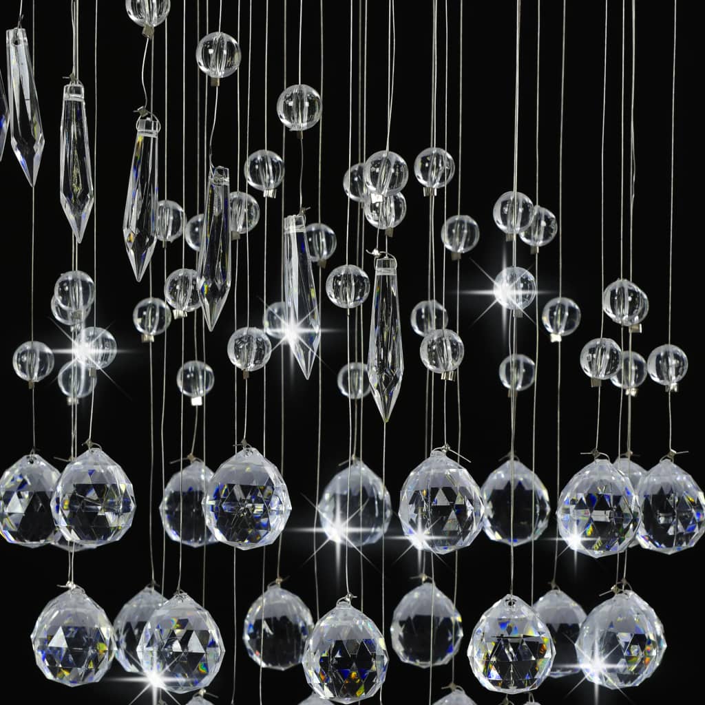 Lustră cu mărgele de cristal, argintiu, spirală, G9