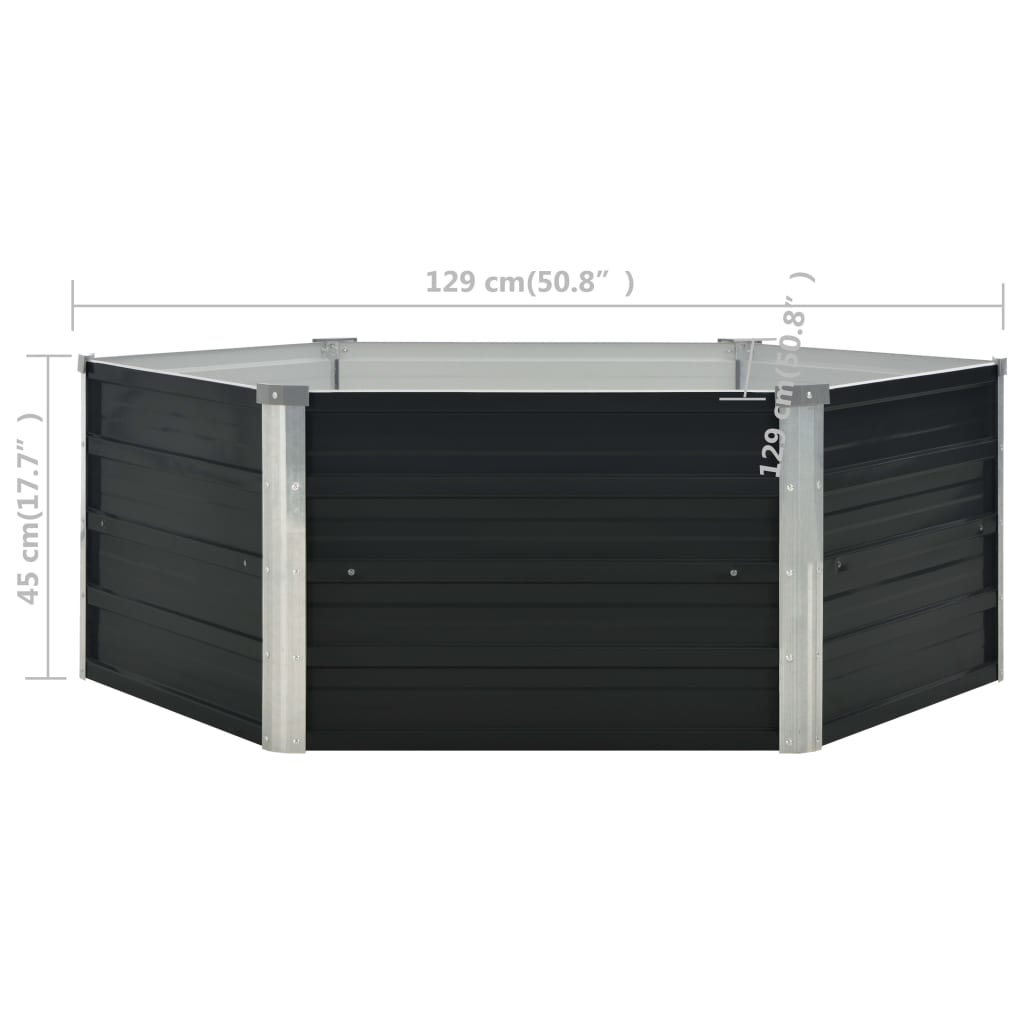Strat înălțat de grădină antracit 129x129x45 cm oțel galvanizat