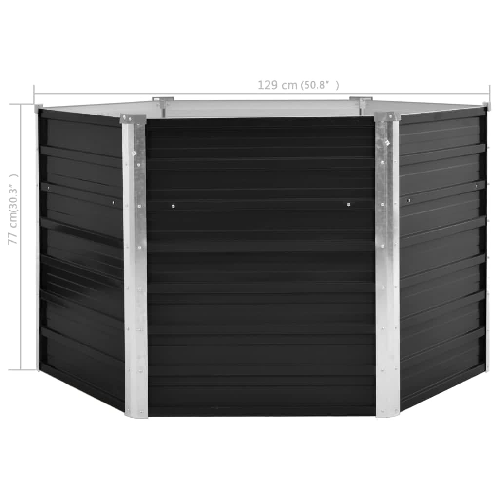 Strat înălțat de grădină antracit 129x129x77 cm oțel galvanizat