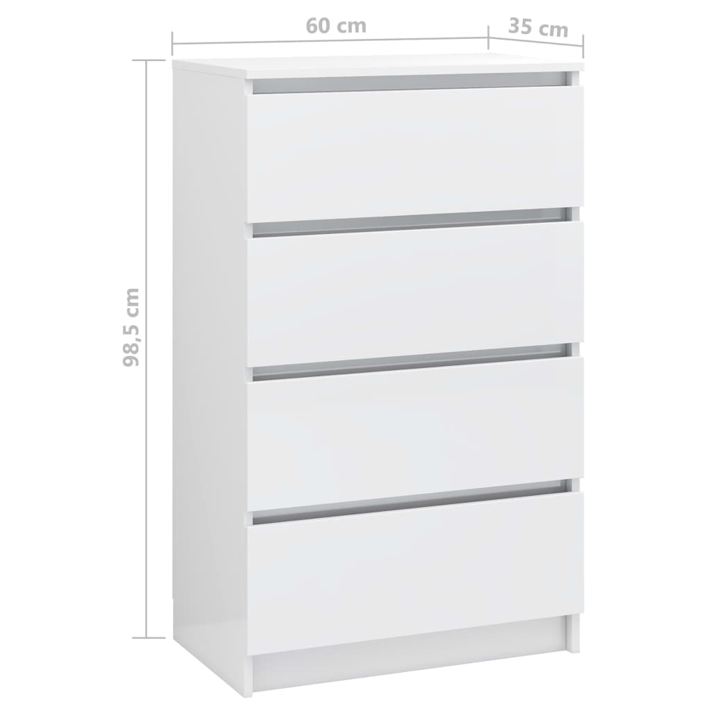 Dulap, alb extralucios, 60x35x98,5 cm, lemn prelucrat
