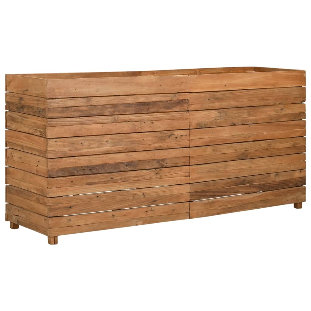 Strat înălțat, 150x40x72 cm, lemn de tec reciclat și oțel