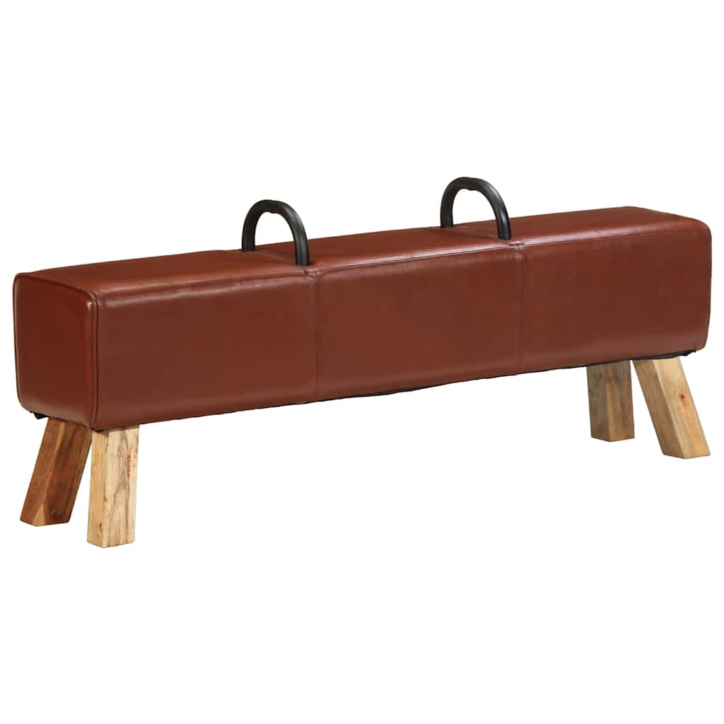 Bancă Turnbock vintage cu mânere, piele naturală de capră