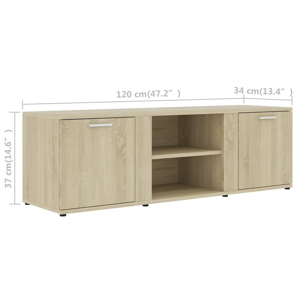 Dulap TV, stejar Sonoma, 120 x 34 x 37 cm, lemn prelucrat