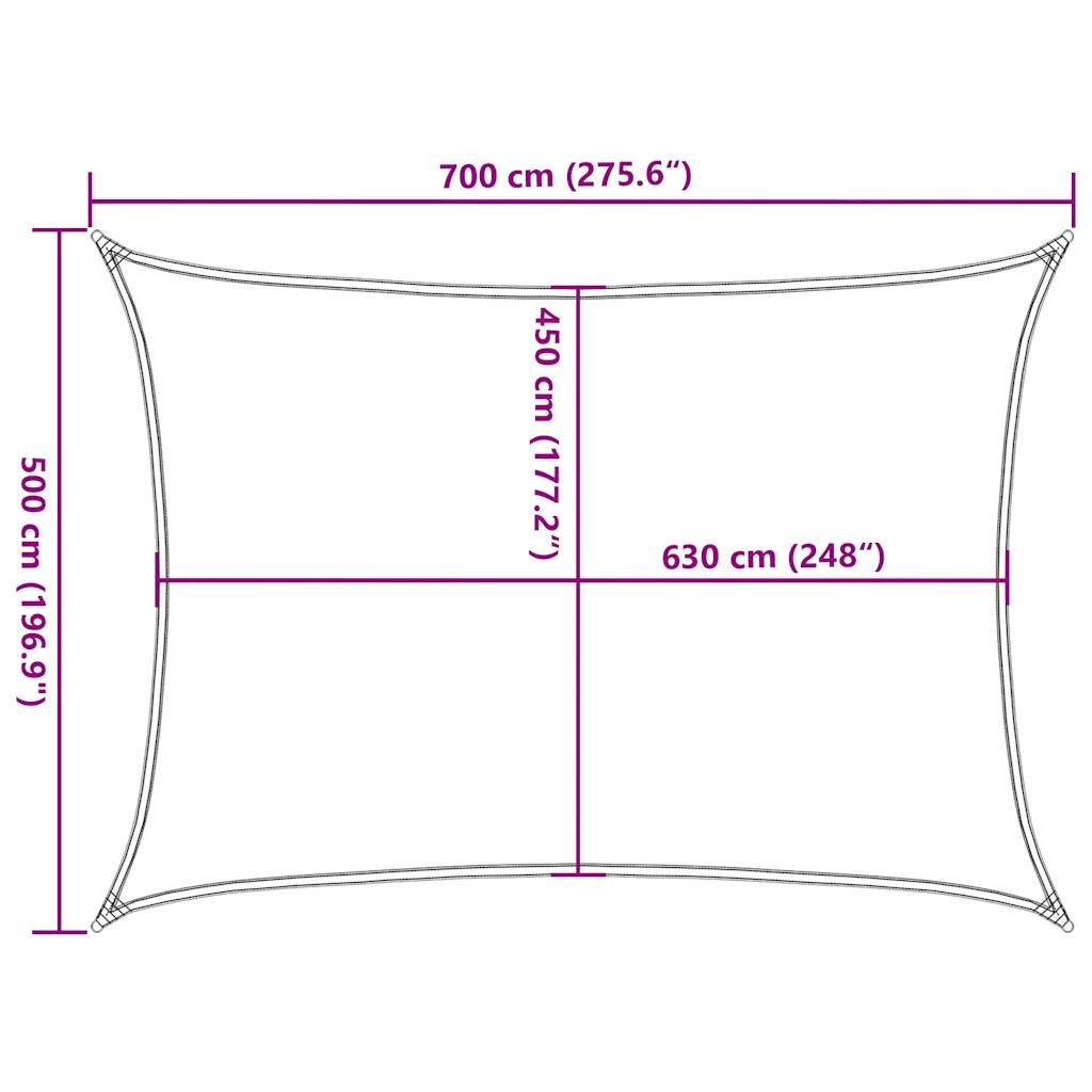 Pânză parasolar, galben dreptunghiular 5x7 m, HDPE, 160 g/m²