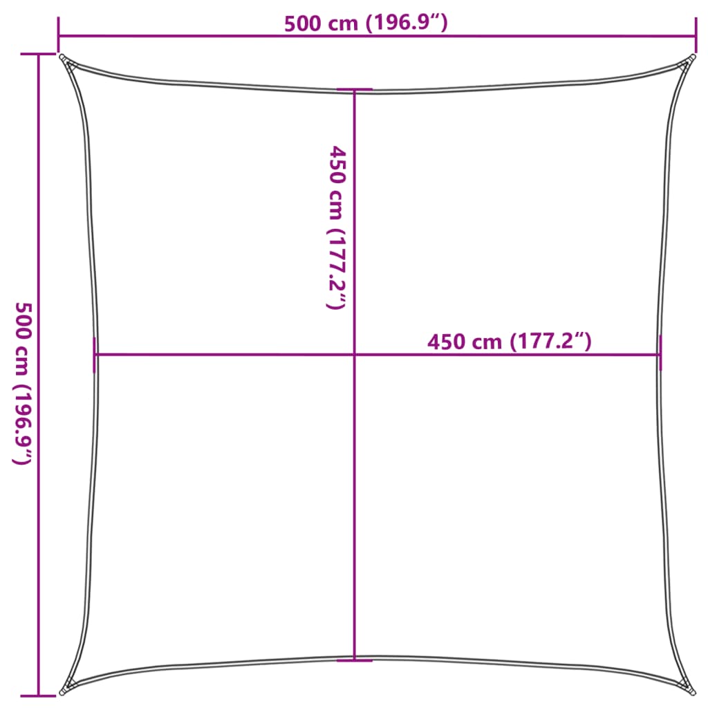 Pânză parasolar, roșu, 5x5 m, HDPE, 160 g/m²