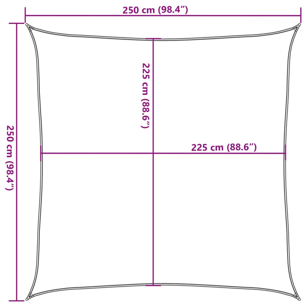 Pânză parasolar, portocaliu, 2,5x2,5 m, HDPE, 160 g/m²
