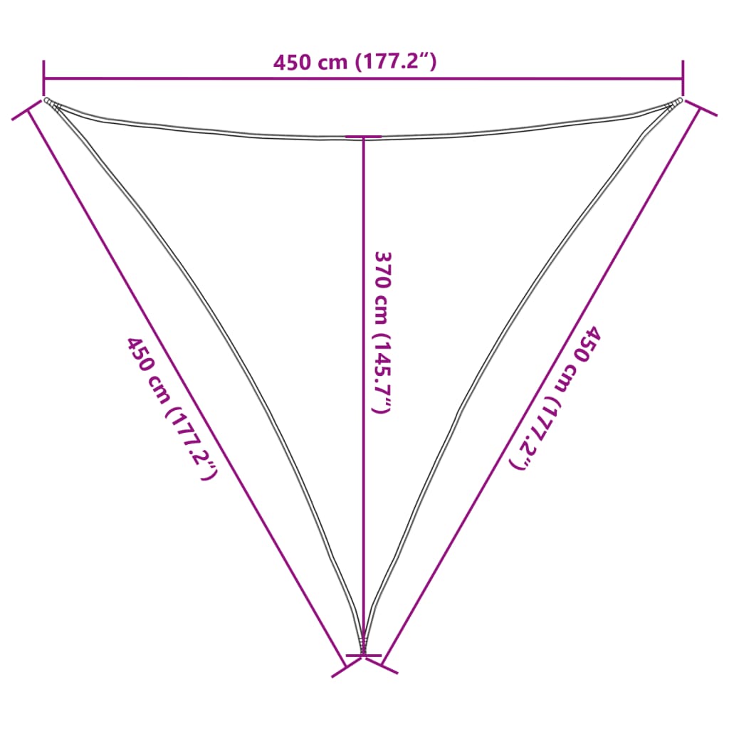 Pânză parasolar, negru, 4,5x4,5x4,5 m, HDPE, 160 g/m²