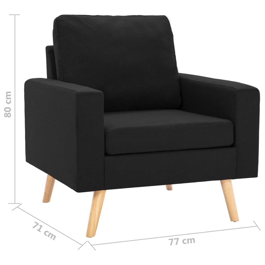 Set de canapele, 2 piese, negru, material textil