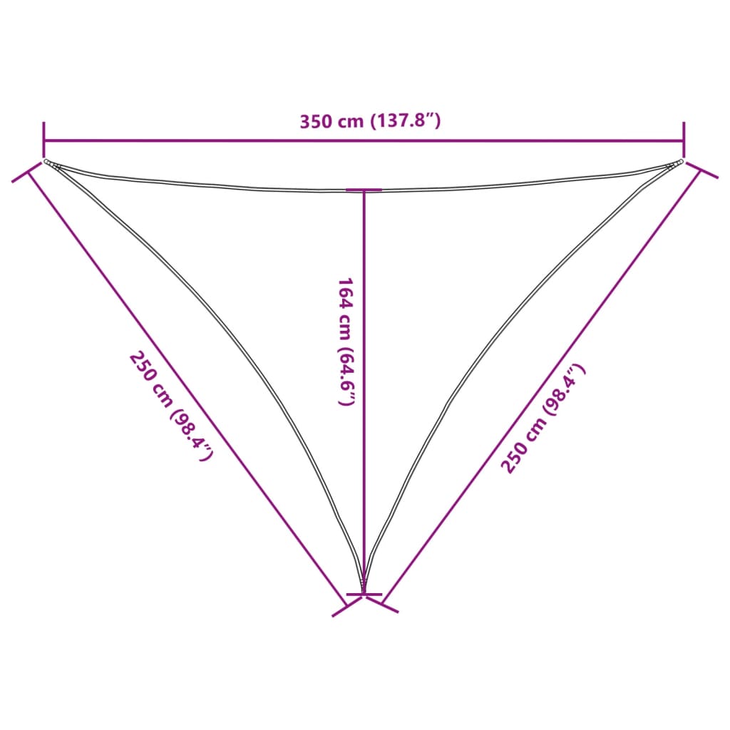 Parasolar, bej, 2,5x2,5x3,5 m, țesătură oxford, triunghiular