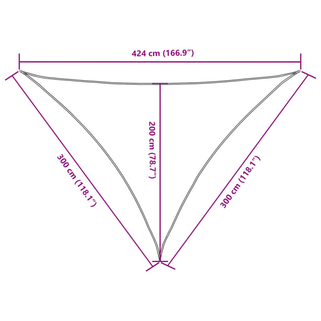 Parasolar, bej, 3x3x4,24 m, țesătură oxford, triunghiular