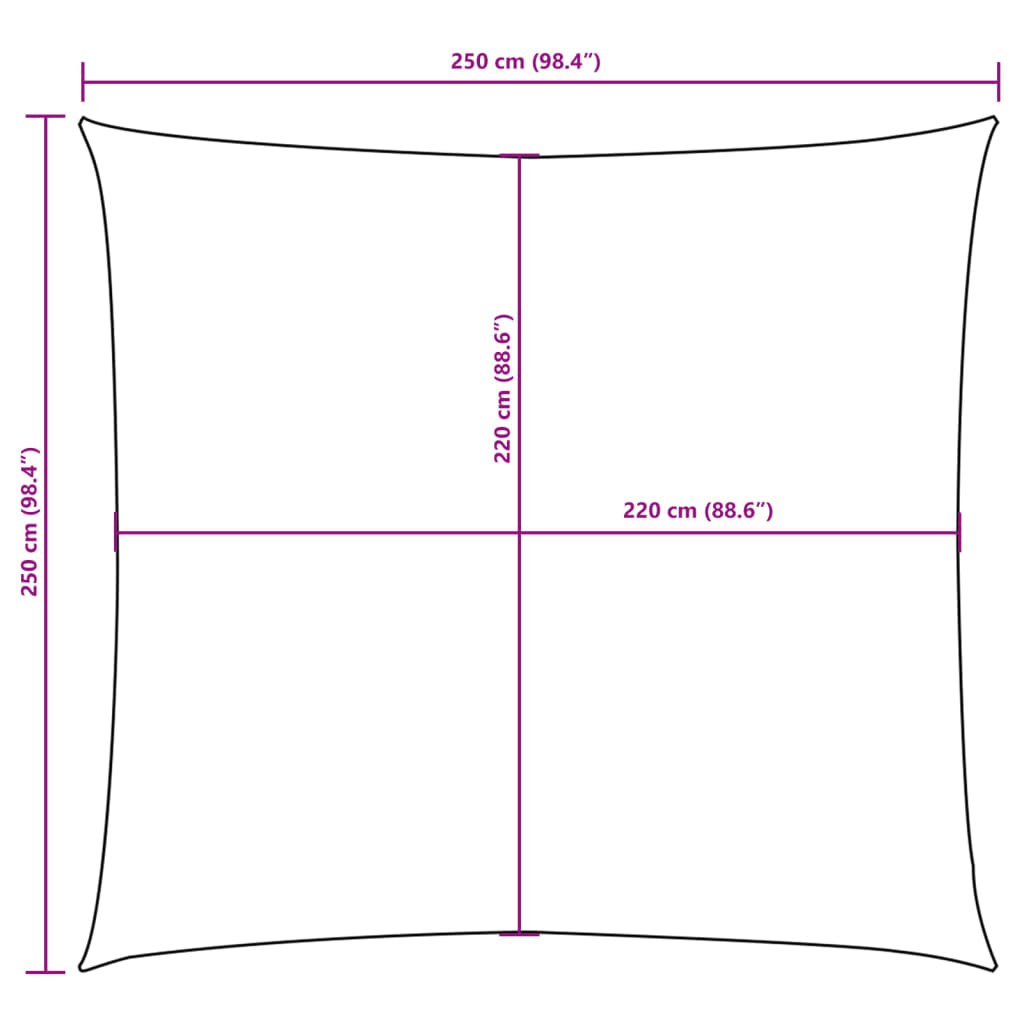Pânză parasolar, alb, 2,5x2,5 m, țesătură oxford, pătrat