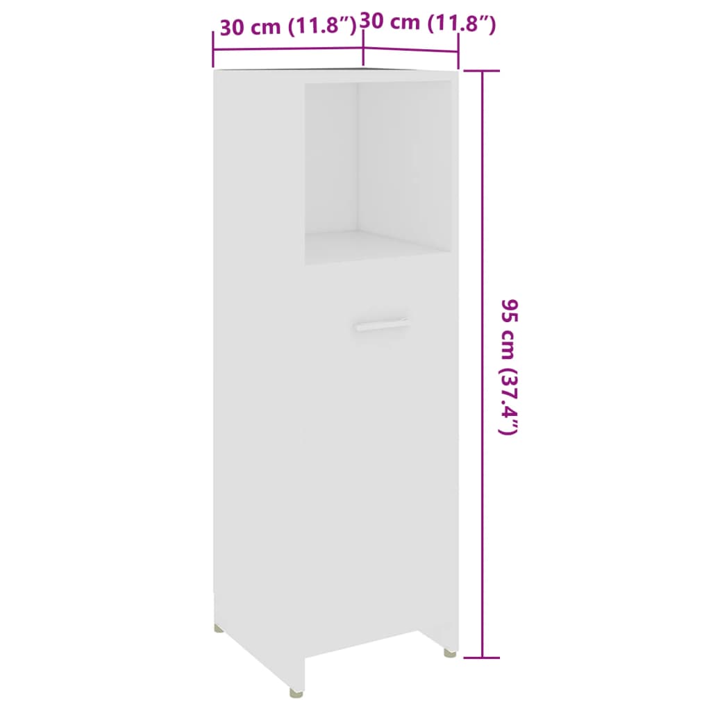 Set mobilier de baie, 4 piese, alb, lemn prelucrat