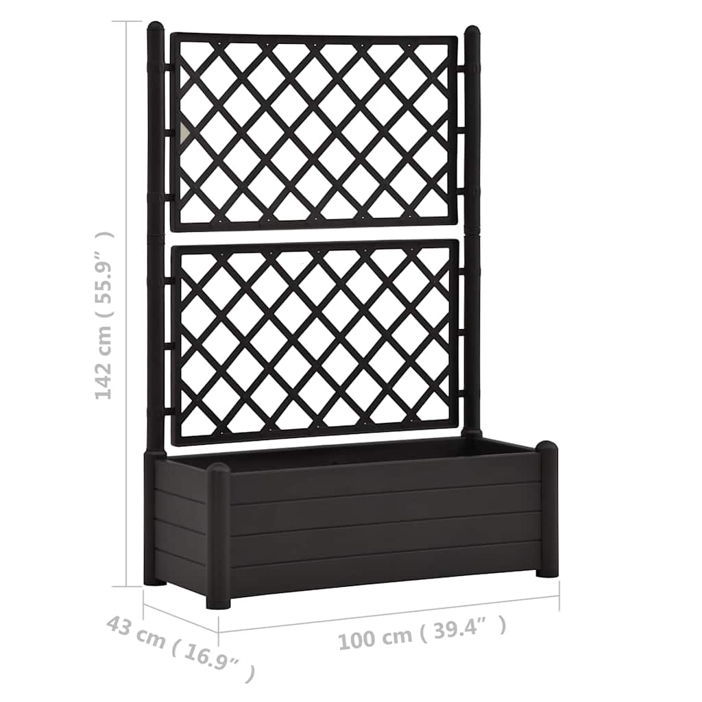 Jardinieră de grădină cu spalier, antracit, 100x43x142, PP