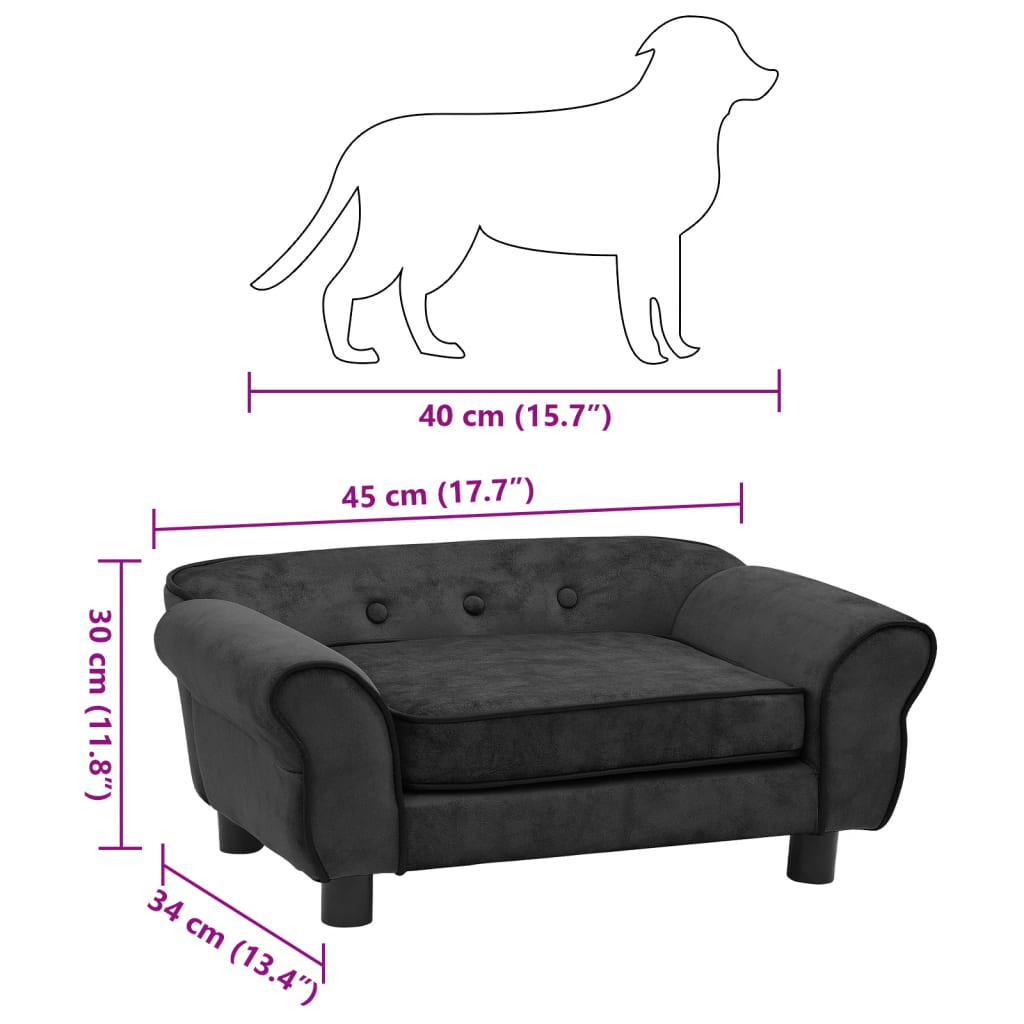 Sofa for dogs, gray, 72x45x30 cm, plush