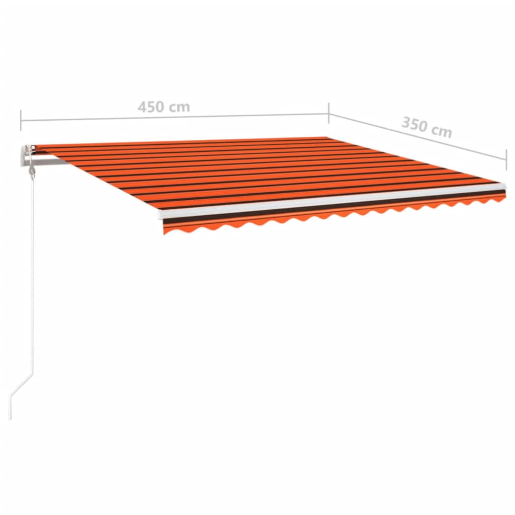 Copertină automată, senzor vânt & LED, oranj/maro, 450x350 cm