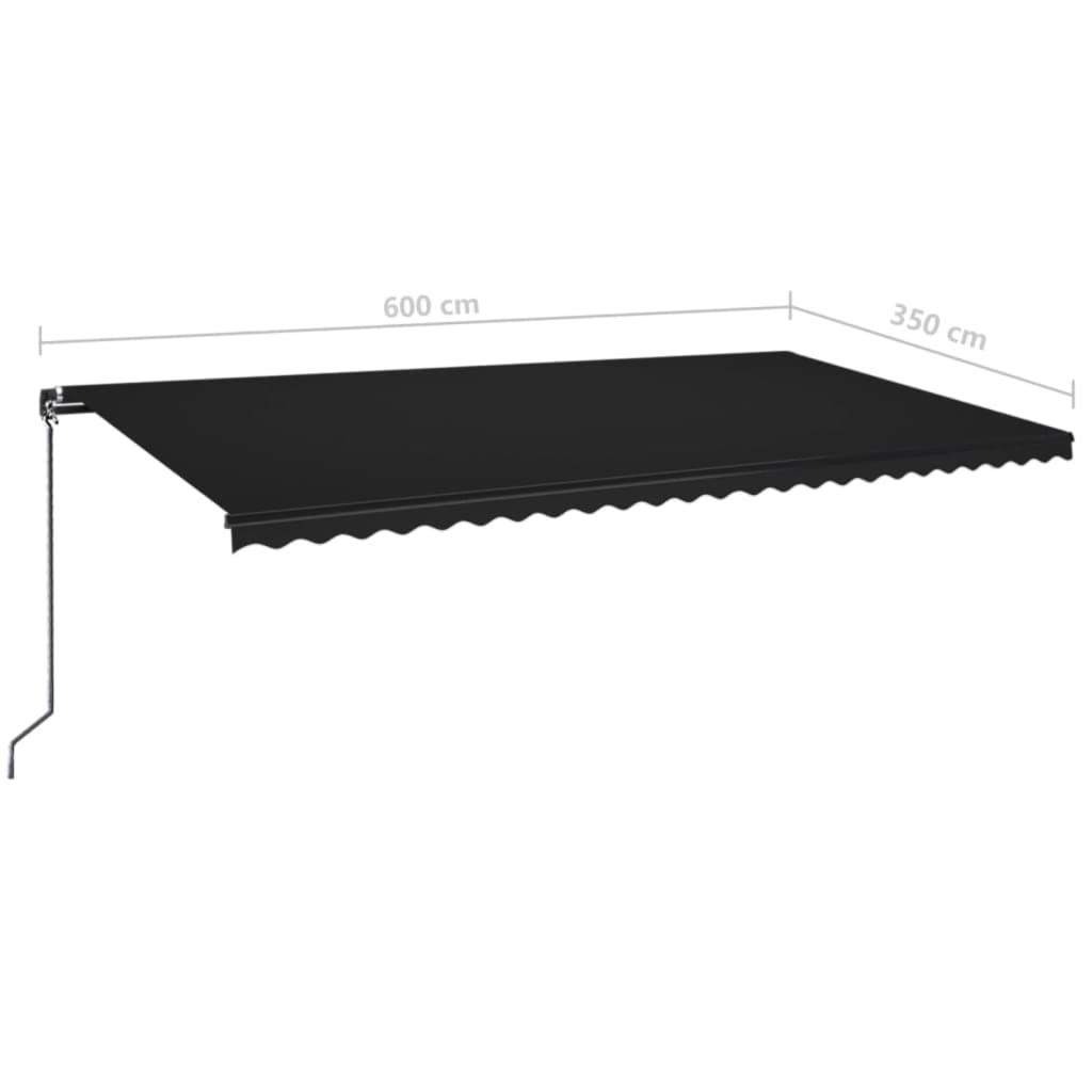 Copertină retractabilă manual, antracit, 600x350 cm