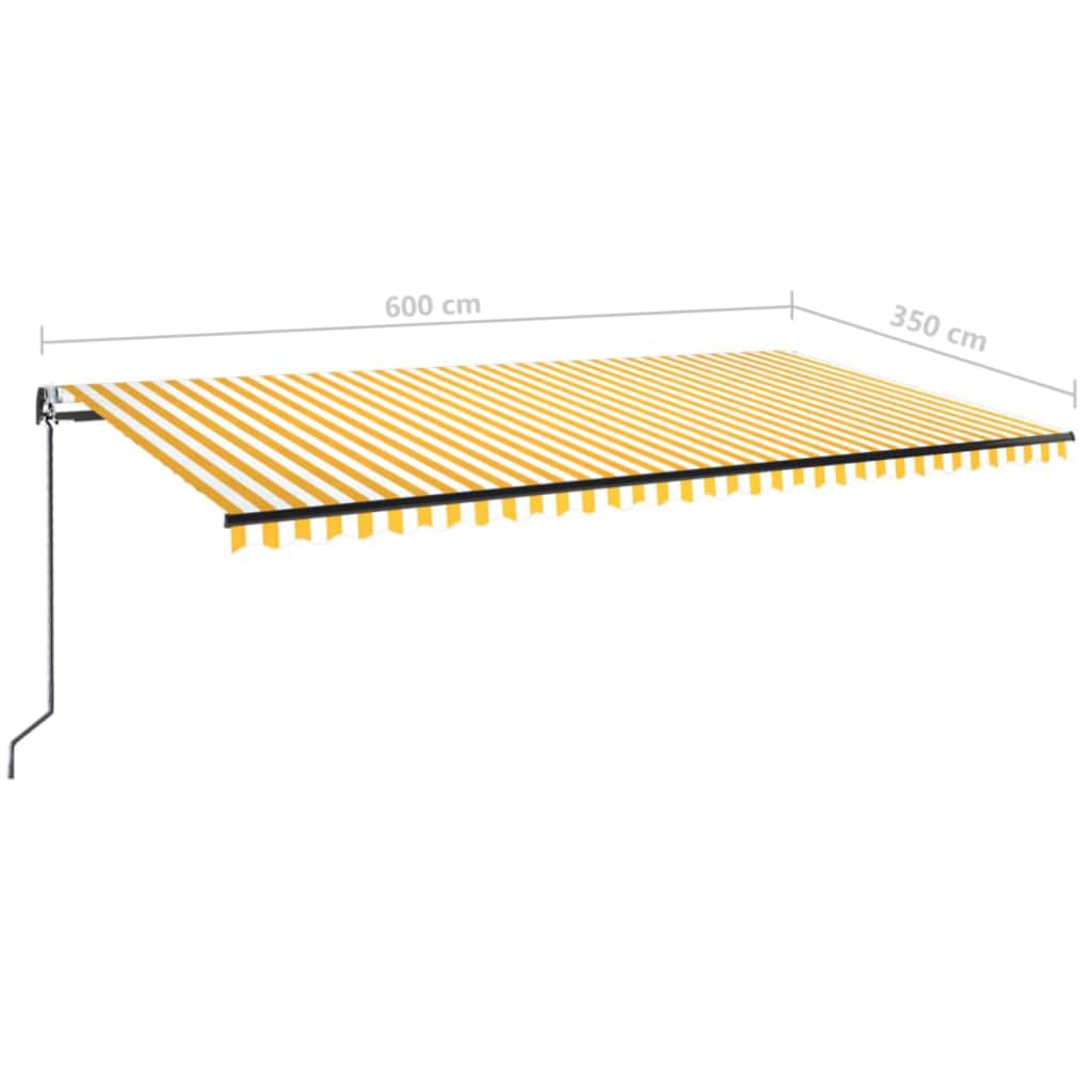 Copertină retractabilă automat, galben și alb, 600x350 cm