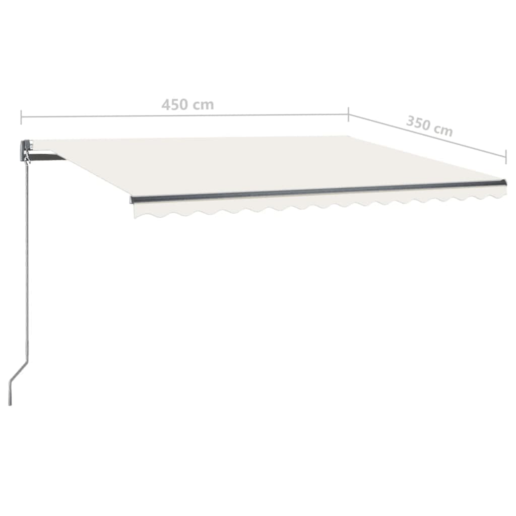 Copertină retractabilă manual cu LED, crem, 450x350 cm