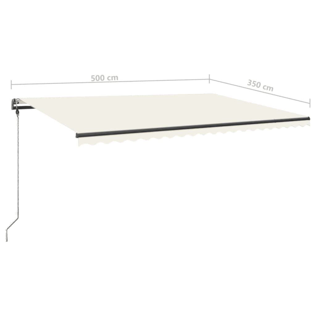 Copertină autonomă retractabilă manual, crem, 500x350 cm