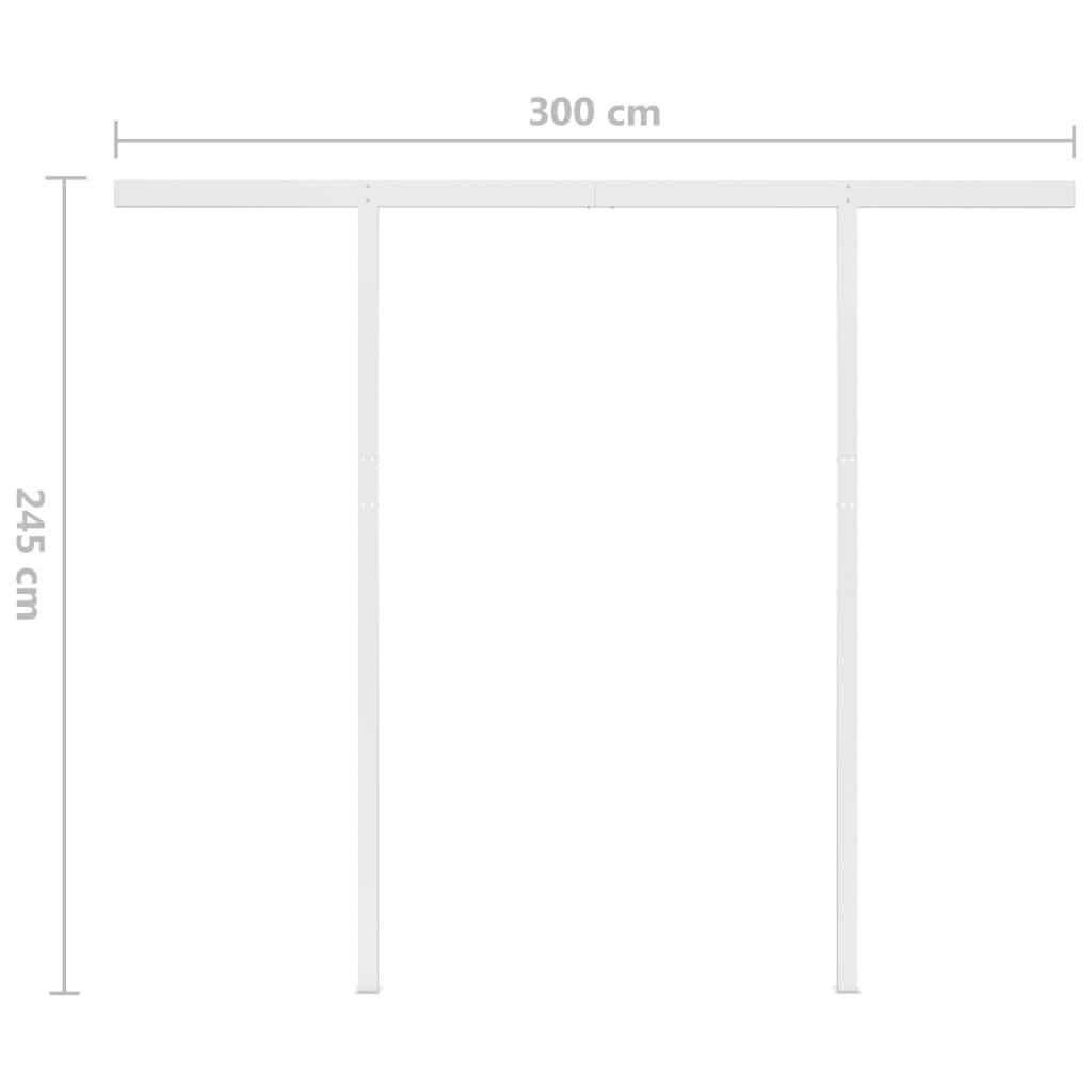 Copertină retractabilă manual cu stâlpi, galben/alb, 3x2,5 m