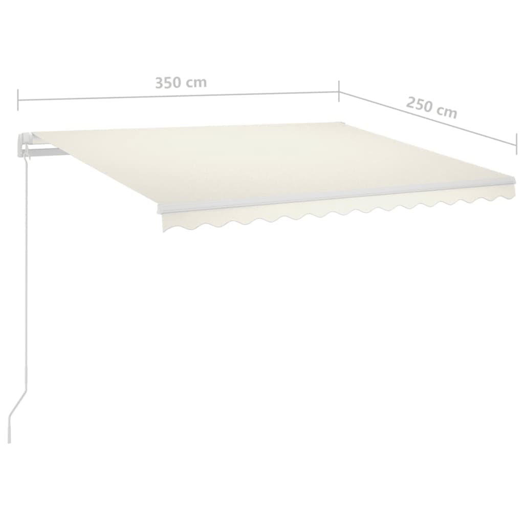 Copertină automată cu senzor vânt & LED, crem, 3,5x2,5 m