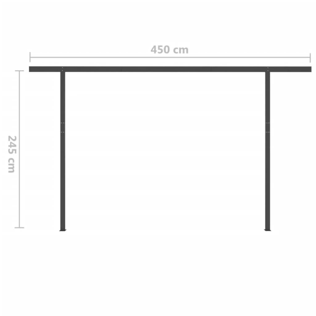 Copertină retractabilă manual cu stâlpi, albastru/alb, 4x3,5 m