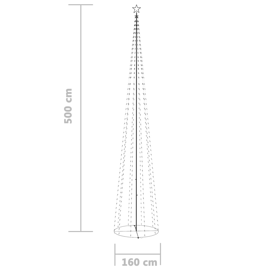 Decorațiune brad Crăciun conic 752 LED-uri albastru 160x500 cm