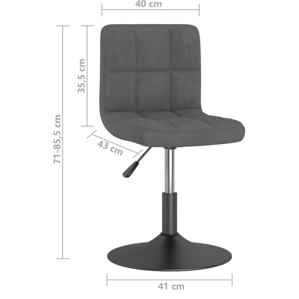 Scaune de bucătărie pivotante, 2 buc, gri închis, catifea