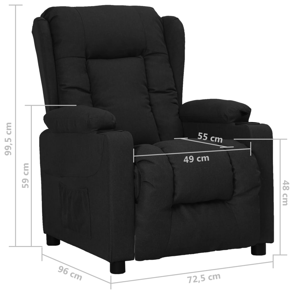 Fotoliu rabatabil, negru, material textil