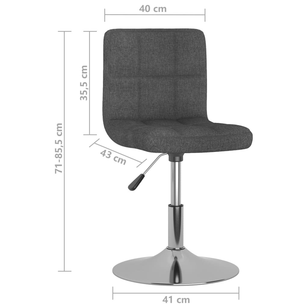 Scaune de bucătărie pivotante, 4 buc., gri închis, textil