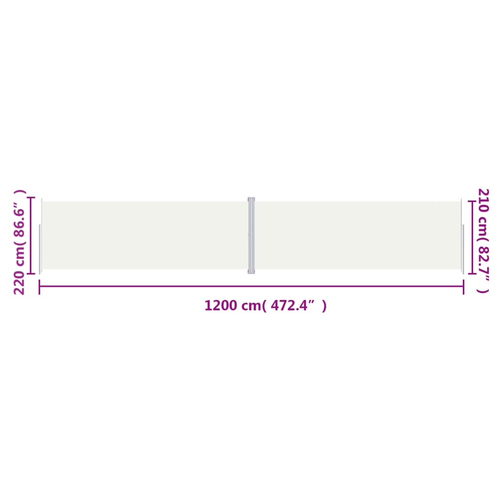 Copertină laterală retractabilă, crem, 220x1200 cm