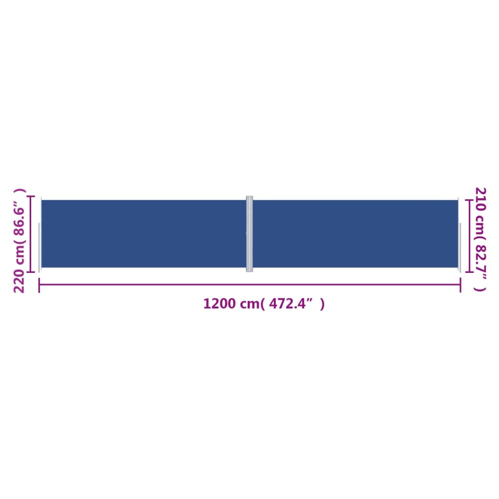 Copertină laterală retractabilă, albastru, 220x1200 cm