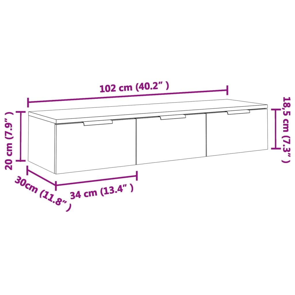 Dulap de perete, stejar sonoma, 102x30x20 cm, lemn compozit