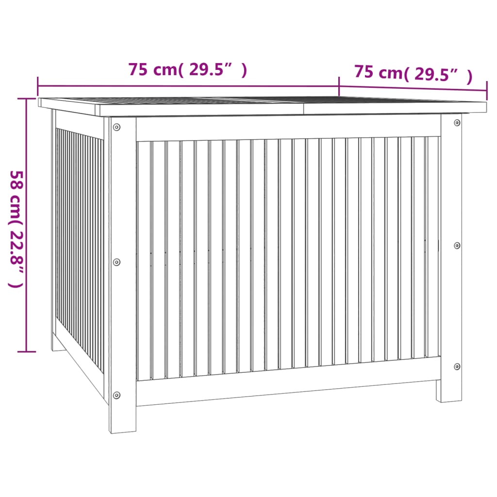 Ladă depozitare pentru grădină 75x75x58 cm lemn masiv acacia