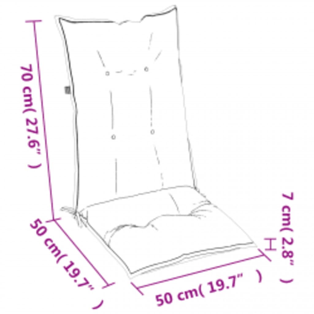 Perne scaun spătar înalt model frunze 4 buc. 120x50x7 cm textil