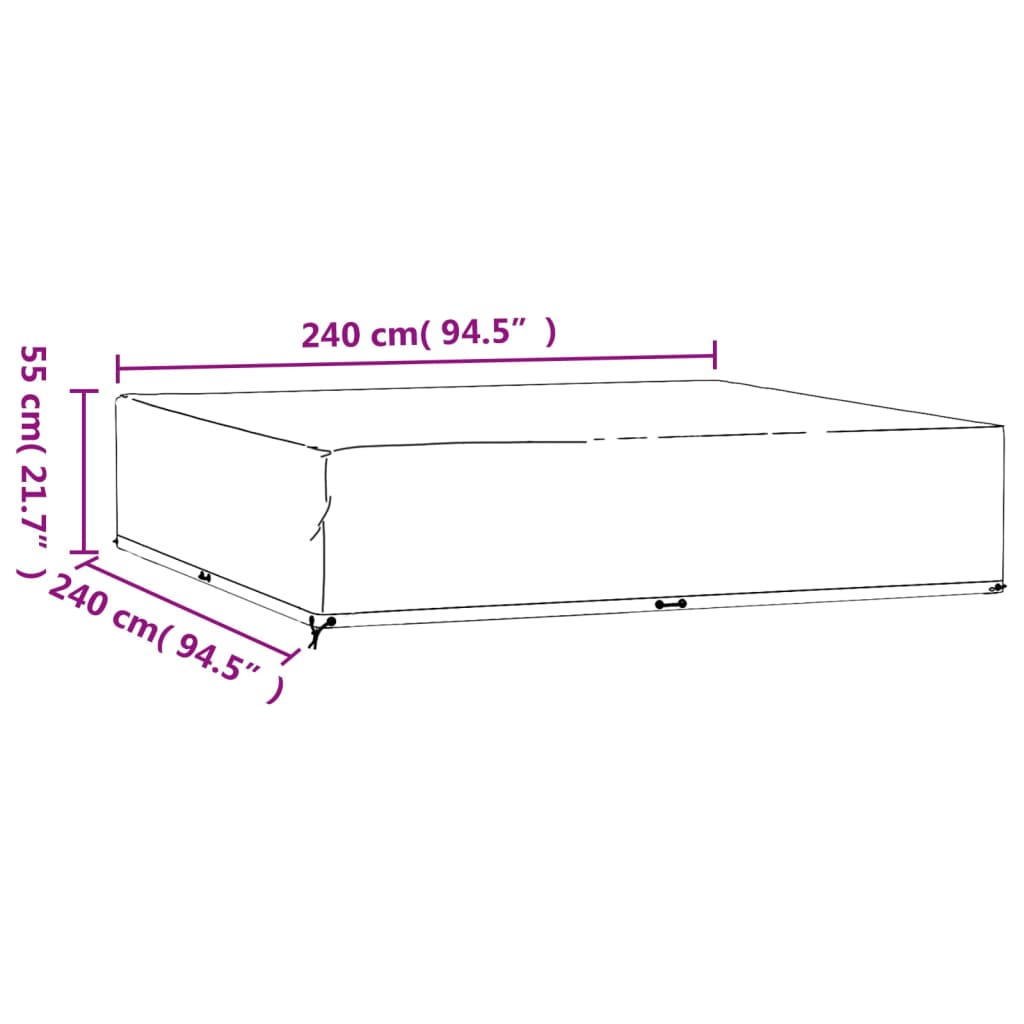 Huse mobilier grădină, 2 buc, 16 ocheți, 240x240x55 cm, pătrat