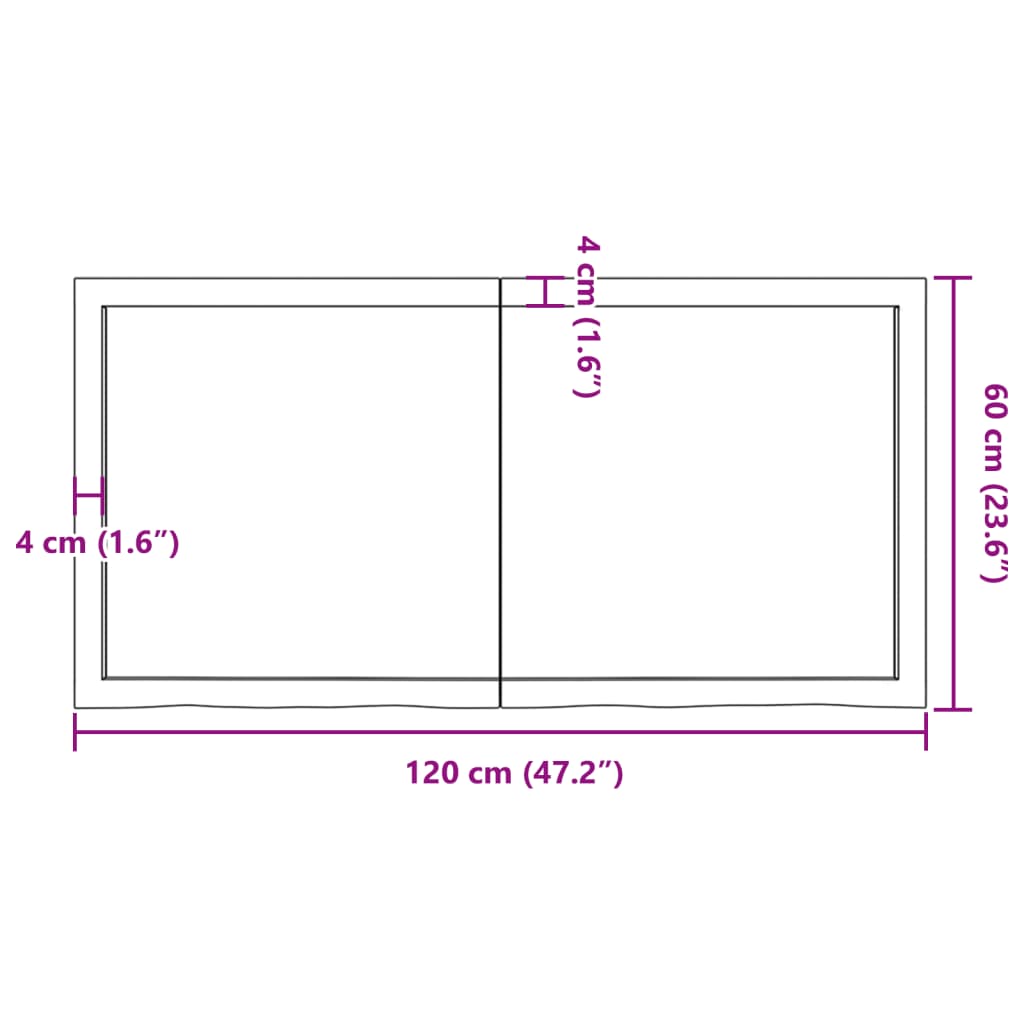 Blat de masă, 120x60x(2-6) cm, lemn masiv de stejar netratat