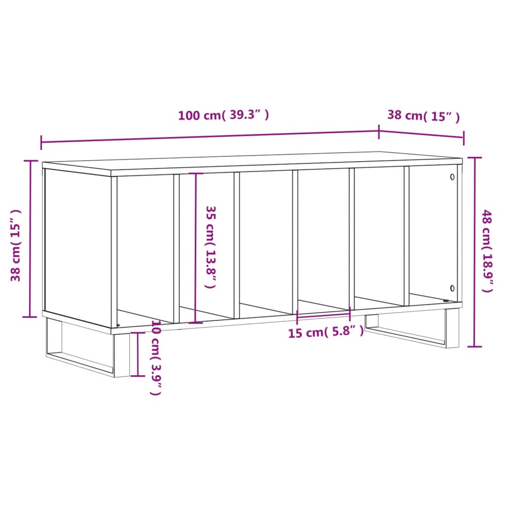 Dulap pentru discuri stejar sonoma 100x38x48 cm, lemn prelucrat