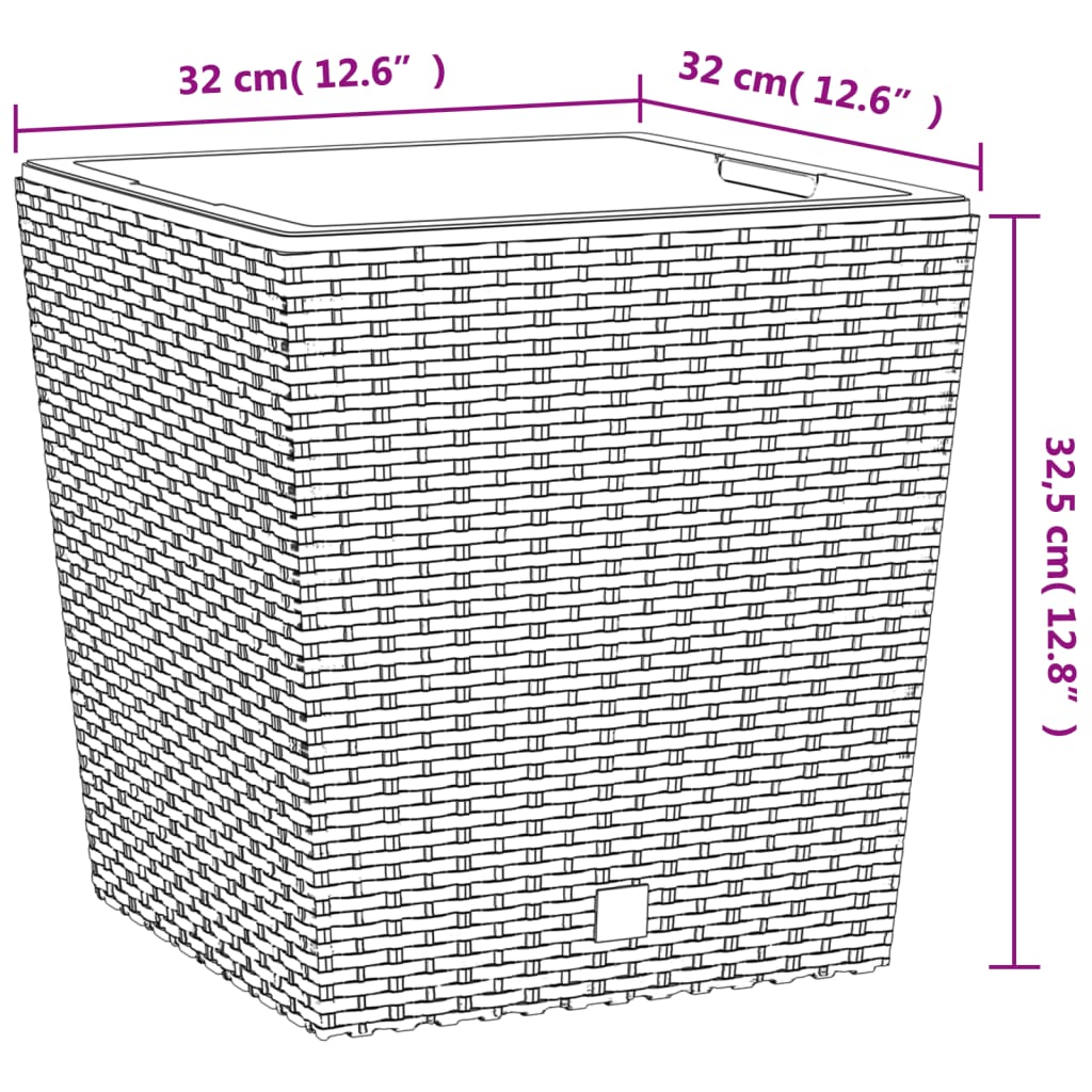 Jardinieră cu interior detașabil, antracit, 21 / 32 L, PP ratan