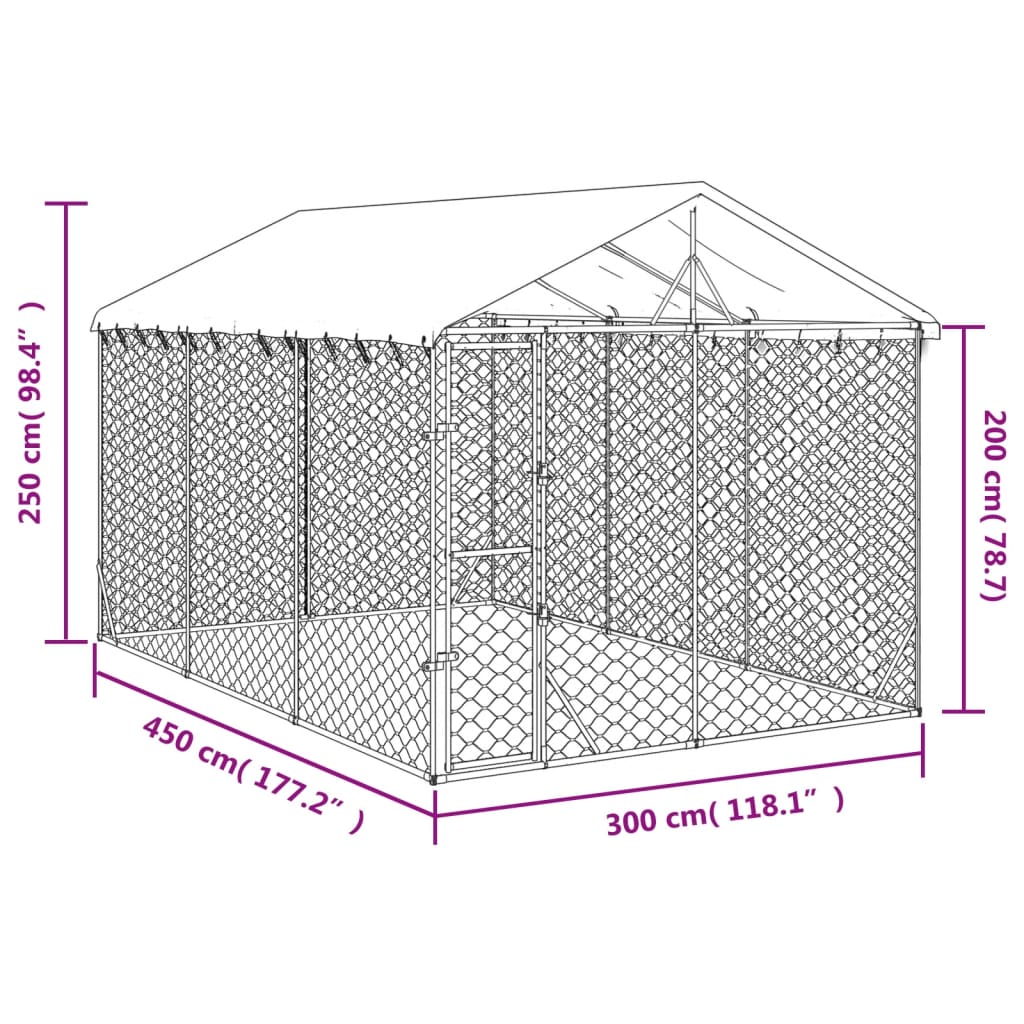 Padoc exterior cu acoperiș argintiu 3x4,5x2,5 m oțel galvanizat