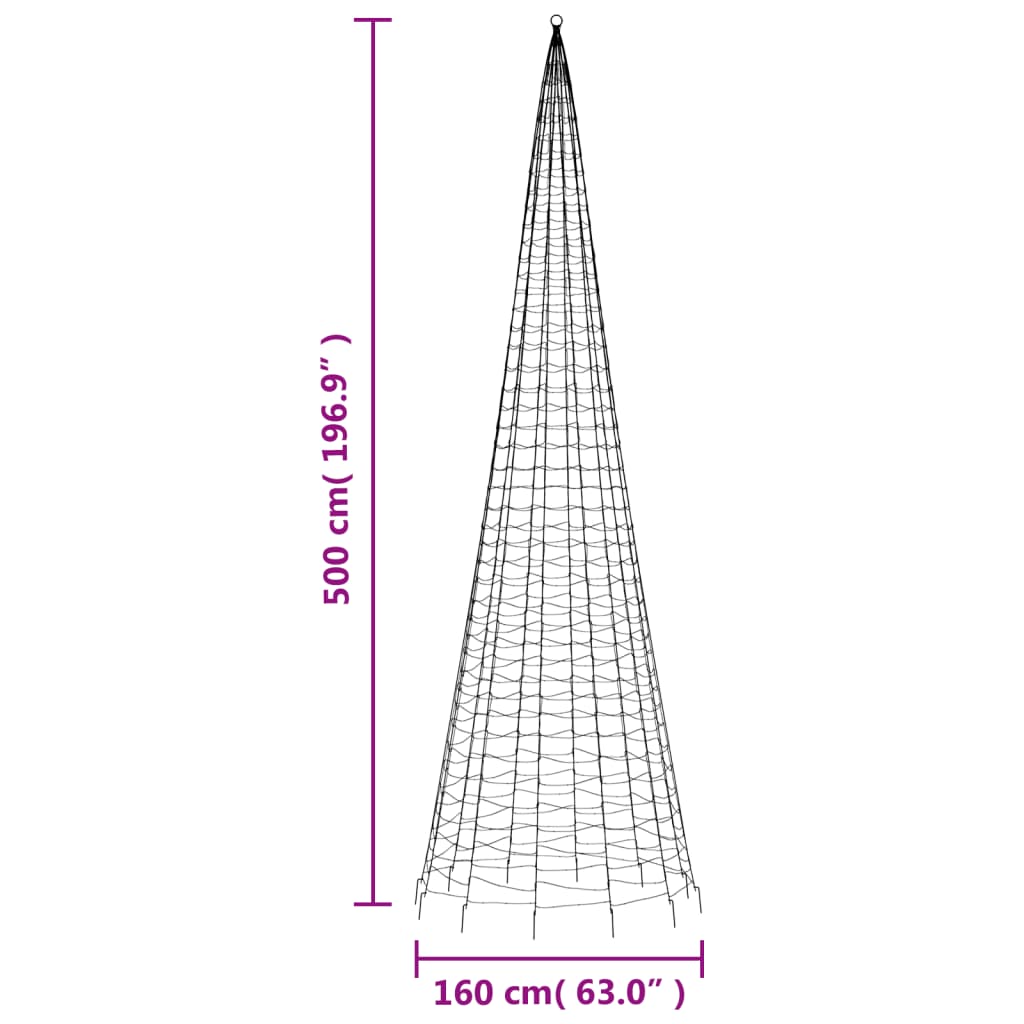 Pom de Crăciun LED pe stâlp 1534 LED-uri Albastru 500 cm