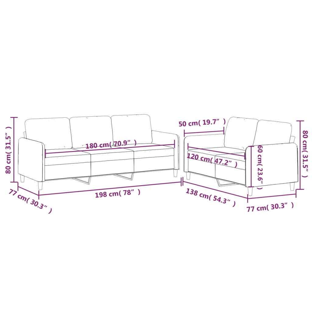 Set de canapele cu perne, 2 piese, gri închis, textil