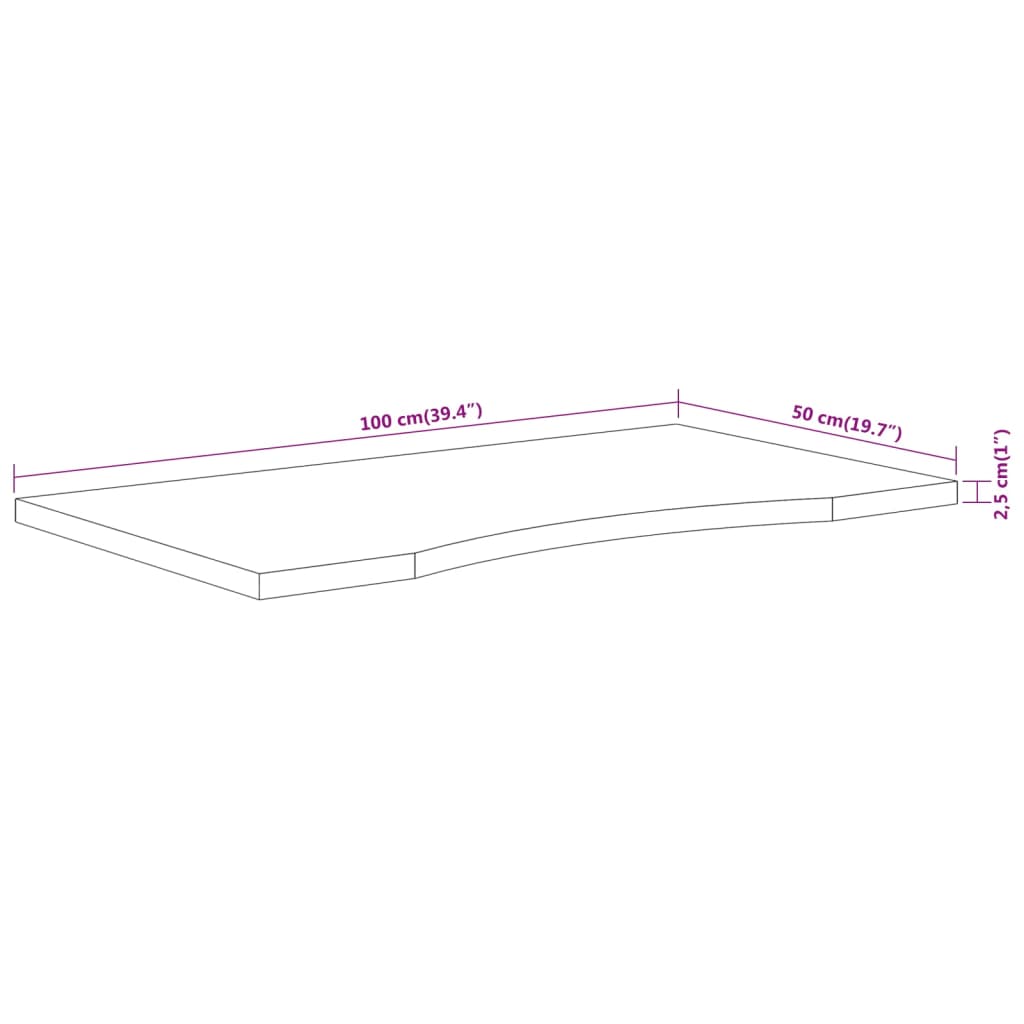 Blat de birou 100x50x2,5 cm dreptunghiular lemn masiv de acacia