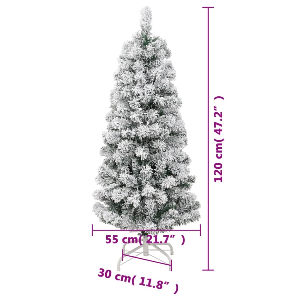 Brad de Crăciun artificial cu balamale și zăpadă, 120 cm